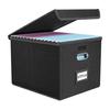 File Storage Box with Lid Hanging Office Document Organizer Metal Handle Legal Letter Size Foldable File Storage Bin