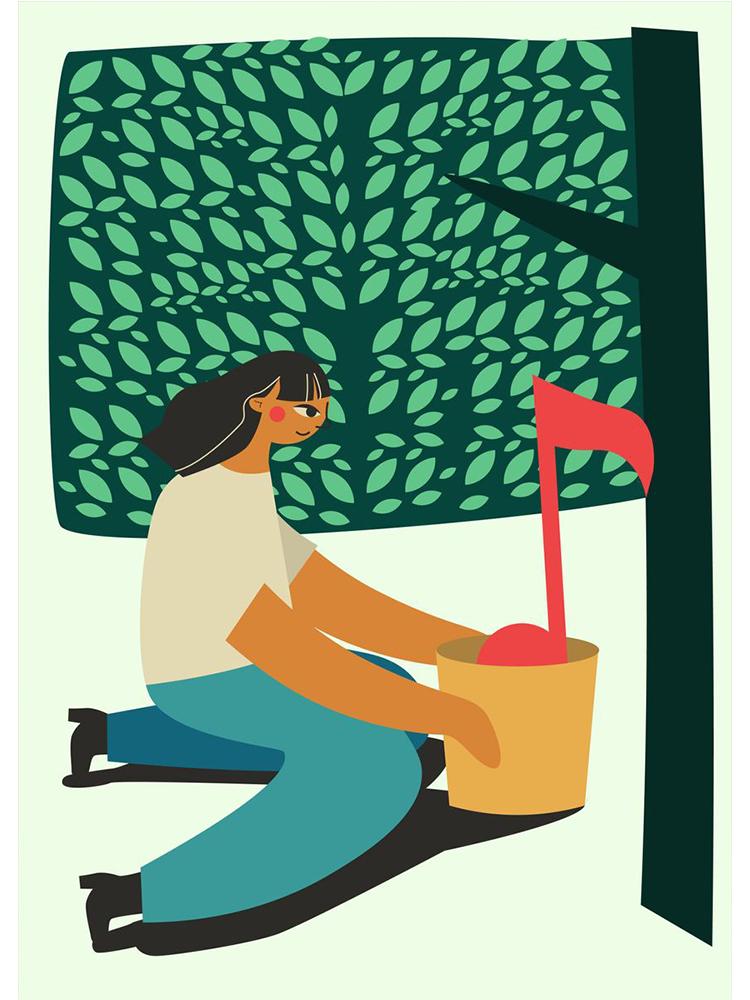 Забавный меломан, холст, живопись, постеры, принты, абстрактная девушка, играющая на гитаре, нота, настенное искусство для современной гостиной, домашний декор