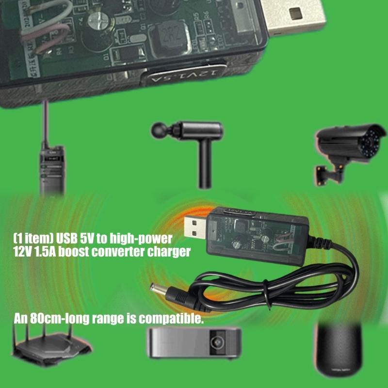 Кабель-усилитель USB на DC12V USB 5V на DC12V 1.5A Кабель-преобразователь Boost для зарядки роутеров Покрытие ПВХ Штекеры DC5.5x2.1mm