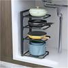 Adjustable Pot Rack Organizer Kitchen Carbon Steel Pot Storage Rack Multi-Layer Household Pot And Pan Organizer For Cabinet