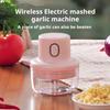 Electric Garlic Masher Mini Wireless Food Chopper USB Rechargeable Vegetable Cutter Portable Food Processor for Chili Spice Meat Nuts One-Touch
