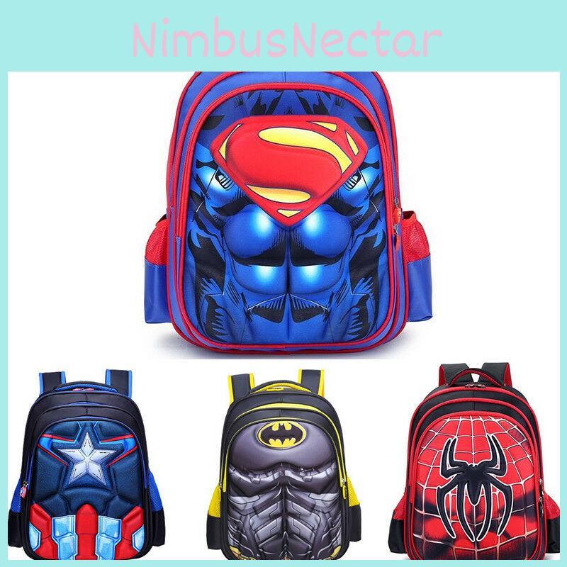 3d Spiderman Batman Captain America Childrens School Bag Backpack For Boys Kids