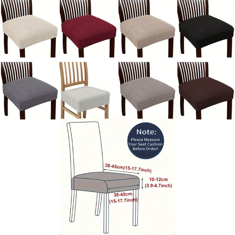 2 Piece Washable Jacquard Chair Seat Cover Anti-Dust Elastic Dining Chair Seat Slipcover Breathable Removable