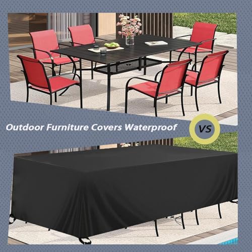 Waterproof Outdoor Furniture Cover 310x150x105cm Rectangular Patio Table Cover Anti-UV 600D Oxford Garden Furniture Rain Dust Protection