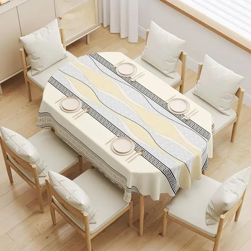 Овальный чехол для обеденного стола, водонепроницаемая, маслостойкая, не моющаяся, устойчивая к ожогам, ПВХ, НОВАЯ бытовая складная скатерть