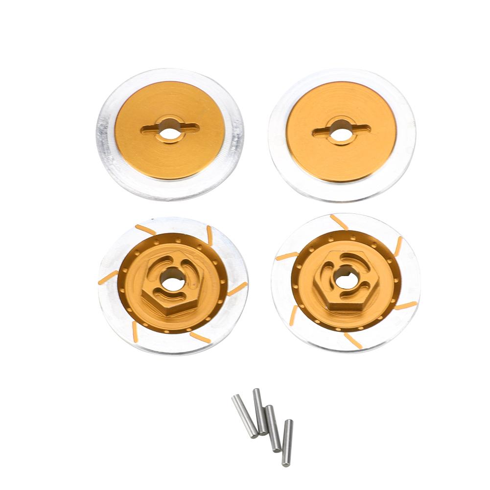 4pcs Aluminum Alloy Wheel Brake Disc Accessory Fit for HSP 94123 R31 1 10 RC CarYellow
