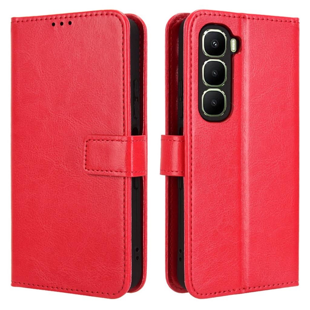 For Infinix Hot 60 5G/Hot 60i 4G Case Crazy Horse Texture PU Leather Phone Wallet Cover with Wrist Strap