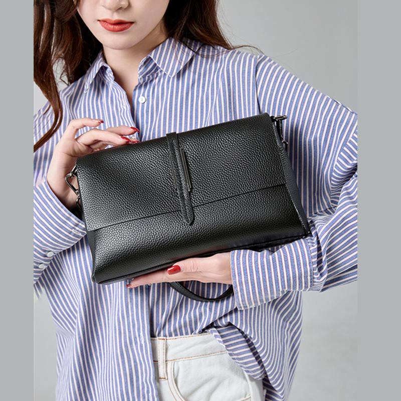 3 Layers Genuine Leather Square Shoulder Crossbody Bags For Women Trend Designer Large Capacity Ladies Handbags