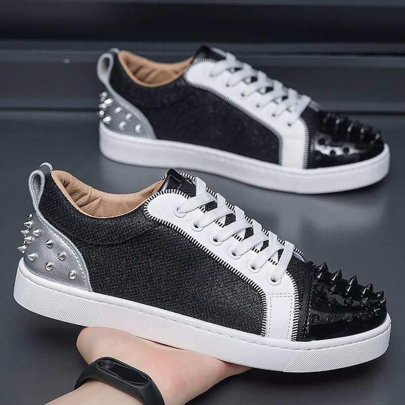Latest Men's Fashionable Casual Rivet Board Shoes for Spring and Autumn Outdoor Sports Shoes Breathable and Comfortable Sneakers