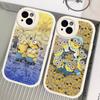 Мультяшный Аниме Желтый M-Миньоны Кожаный Чехол для Телефона Для IPhone 16 15 14 13 12 11 Pro Max Plus Ударопрочный Чехол