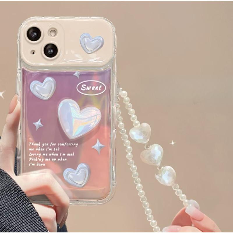 Трехмерная цепочка любви, подходящая для Apple 16, чехол для мобильного телефона 15pro Flip Mirror 14, прозрачный силикон 13, защита от падения 7/8