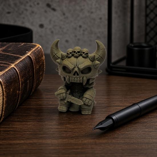 3D Printed Skeleton Warrior Figurine, Halloween Sitting Skeleton Statue, Gothic Skeleton Collectible Decoration for Holiday Party, Home, Office