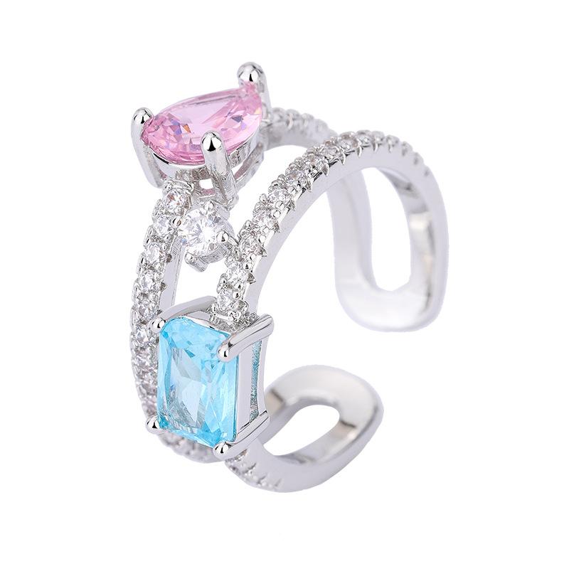 Цветное ювелирное кольцо с красным цирконием, темпераментное обручальное кольцо, ювелирные изделия, женское микробриллиантовое открытое кольцо, мода