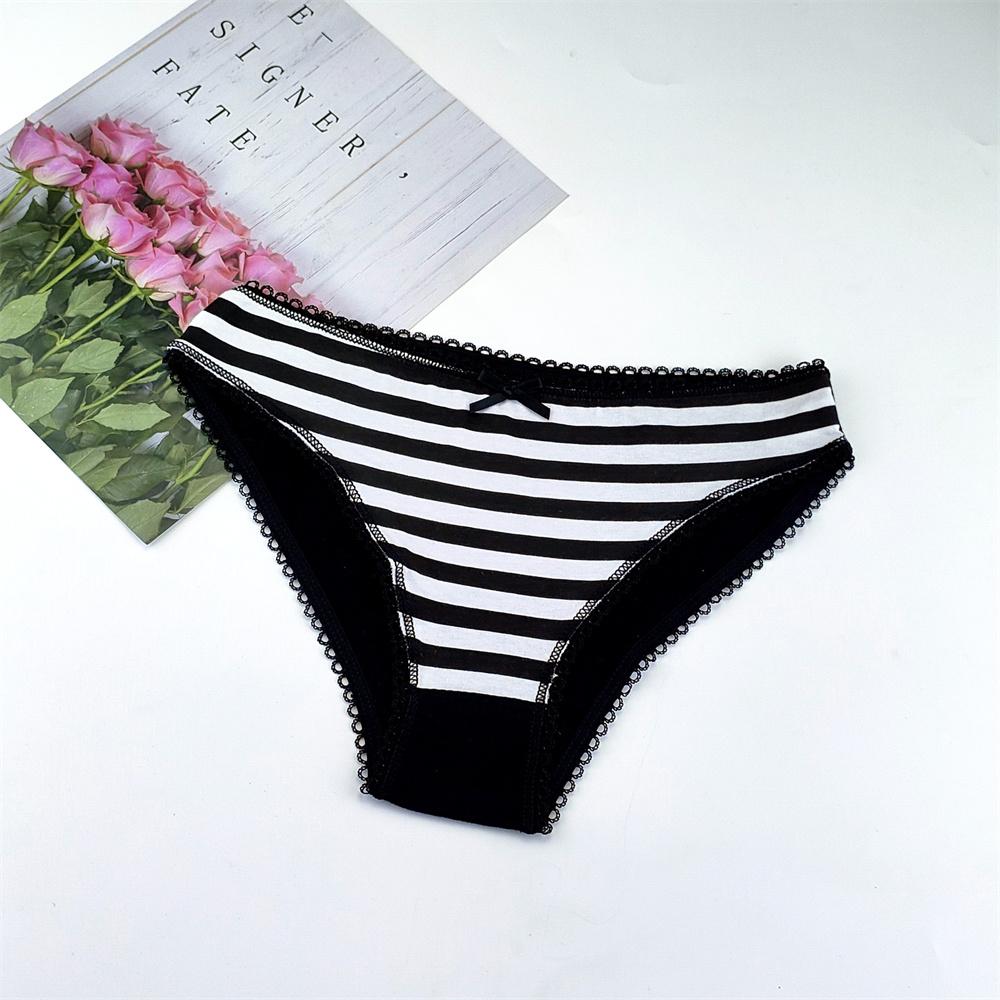 6 шт. Женские милые полосатые хлопковые трусики, удобные сексуальные трусики с милым бантом, женские трусы