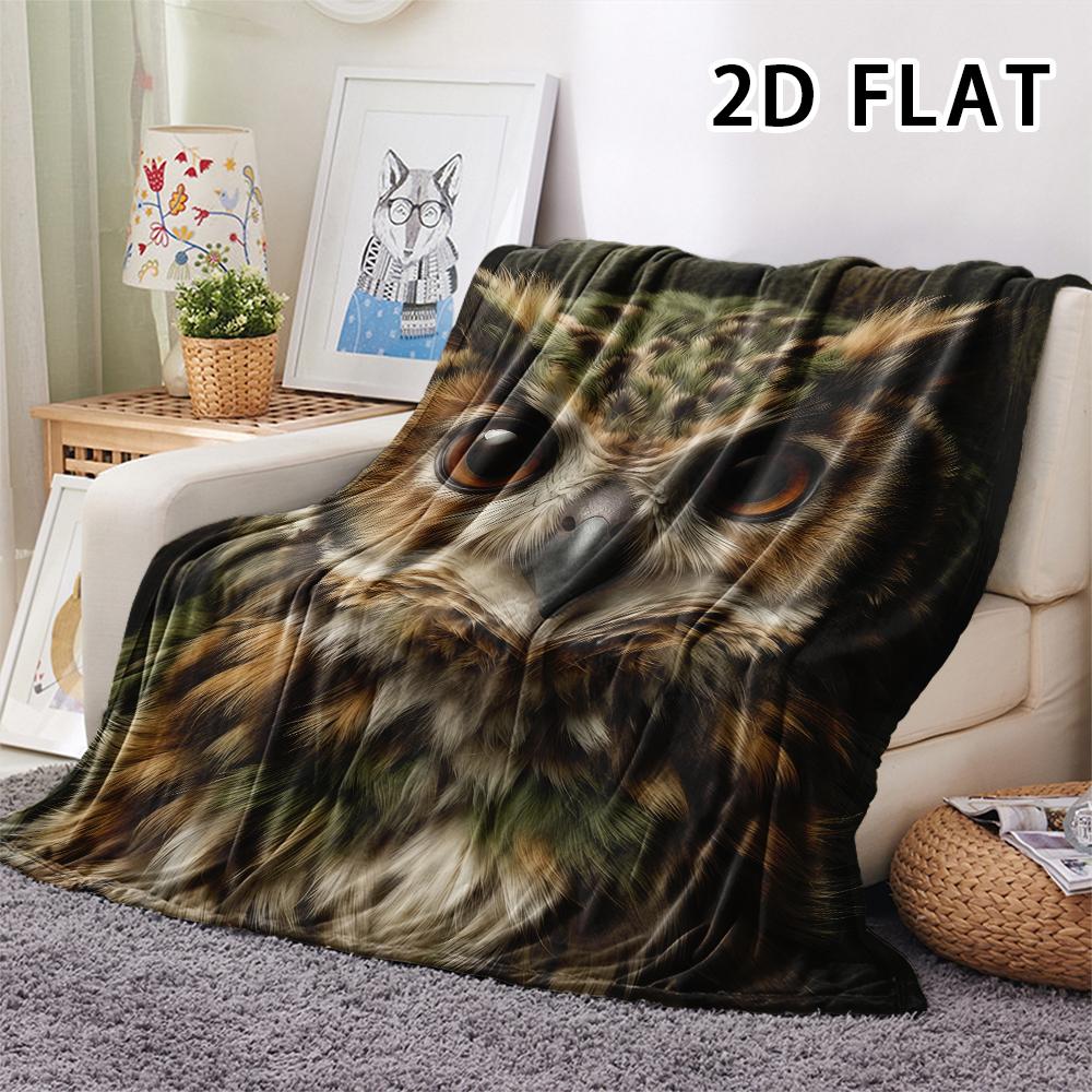 1Pc Close Owl Friends Print Flannel Blanket,High quality Comfortable for All Seasons,Home Decor,Warmth and Comfort,Perfect for Christmas Gifts
