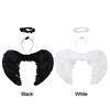 Black White Fairy Christmas Feather Wings Angel Wings & Halo Halloween Costume Fancy Dress Props