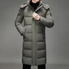 Men's Mid-Length Over-the-Knee Thicken Warm Fur Collar White Duck Down Jacket - Winter 2025