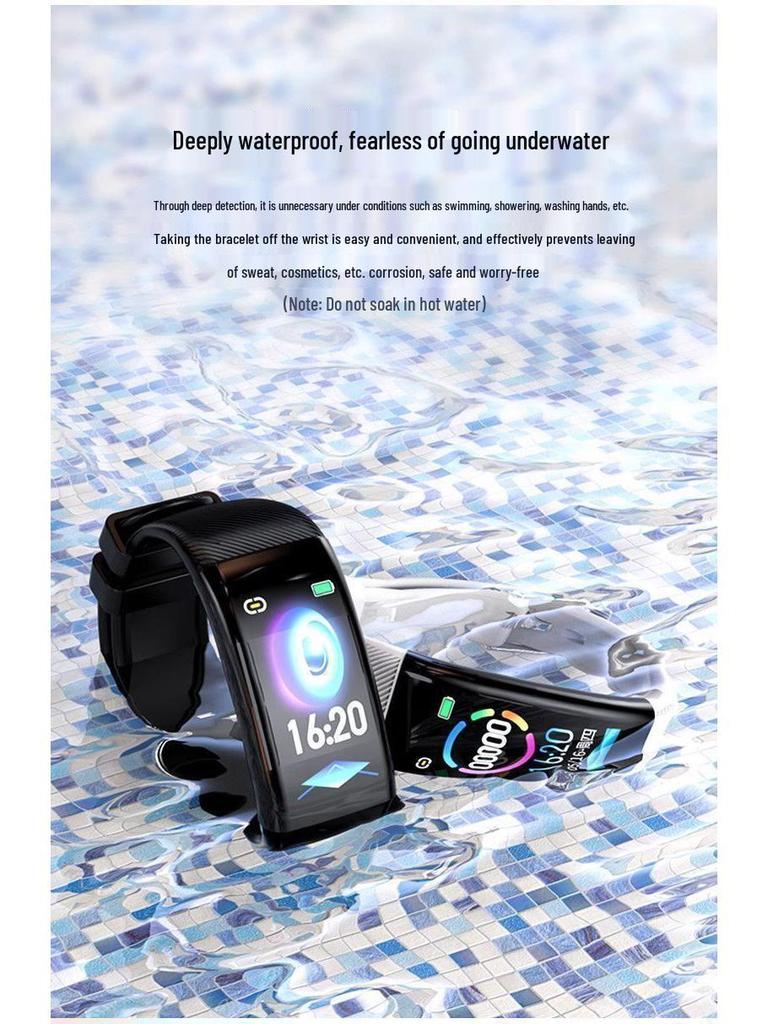 Huaqiangbei Smartwatch: Black Tech Bluetooth Sports Bracelet with Color Screen & Heart Rate Monitor for Students, Men & Women