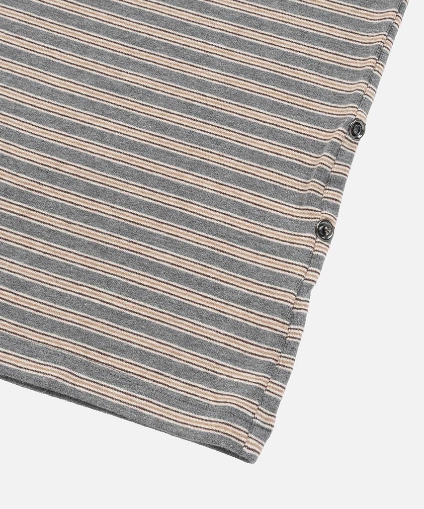 INSTANTFUNK Stripe Off Shoulder Neck Tee - Gray