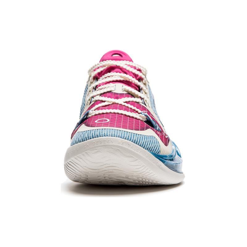 Li Ning Sonic 11 Astro-S2 Fabric Synthetic Leather Shock Absorption Non-Slip Wear-Resistant Low-Top Basketball Shoes Men Sneaker Blue Pink ABAT021-7