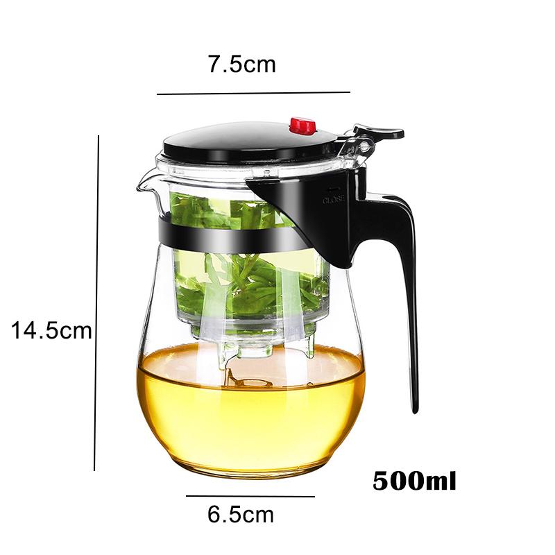 Новый 500 мл термостойкий стеклянный чайник со съемным фильтром чайный набор 1 чайник 2 чашки чайник хороший прозрачный чайник фильтр
