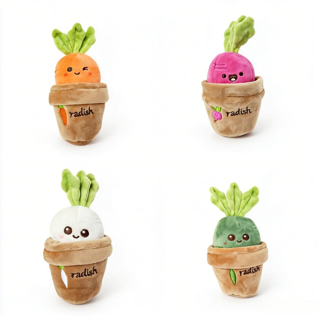 10cm Cartoon Radish Potted Plant Plush Keychain Cute Mini Vegetable Doll Backpack Pendant Girls Lovely Decor Gift