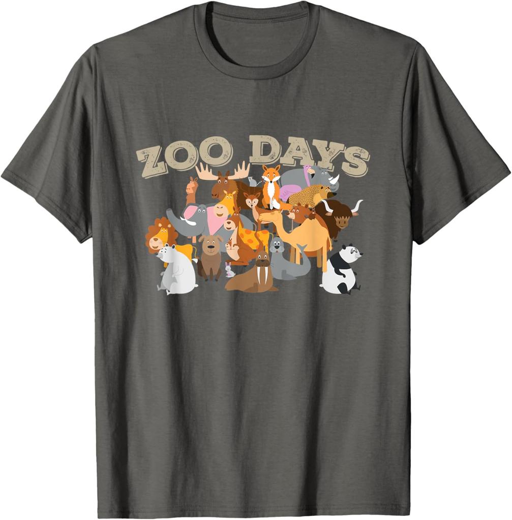 Zoo Days Животные Группа Графическая Футболка Мужская Повседневная С Круглым Вырезом Хлопковая Футболка