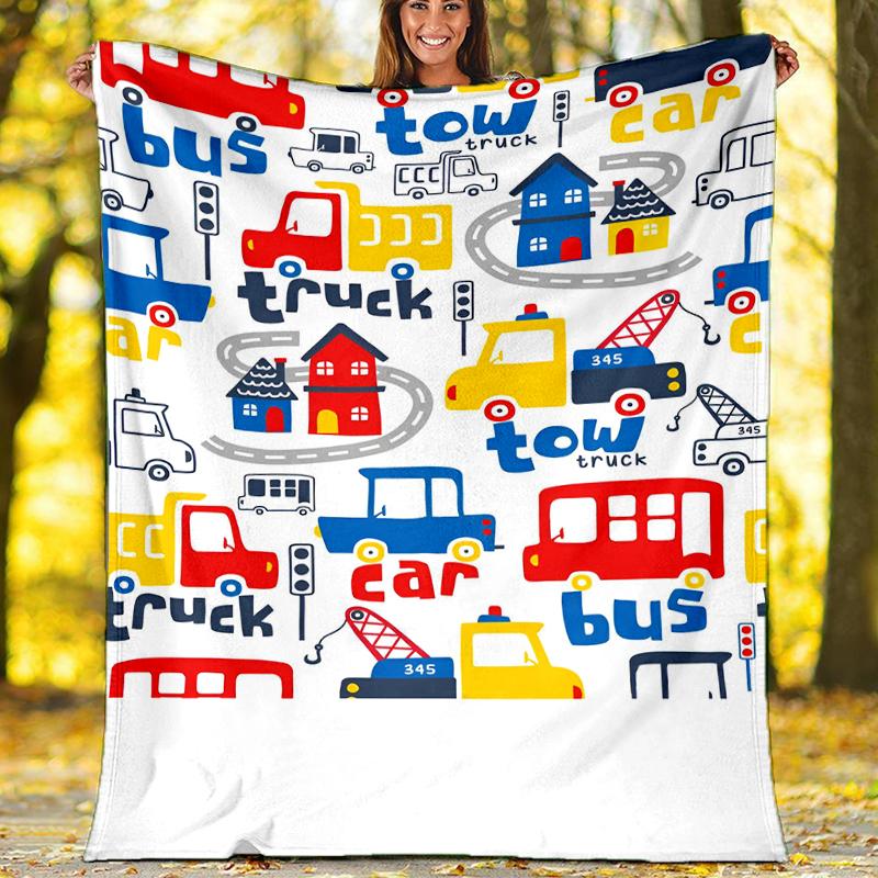 excavator Theme Printed Blanket - Perfect for Couch, Bed, Travel & Outdoor Use | Machine Washable, Cozy & Durable.