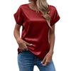 Spring and Summer New Women's Short Sleeve Satin Shirt Loose Casual Round Neck Colored Ding T-shirt Women
