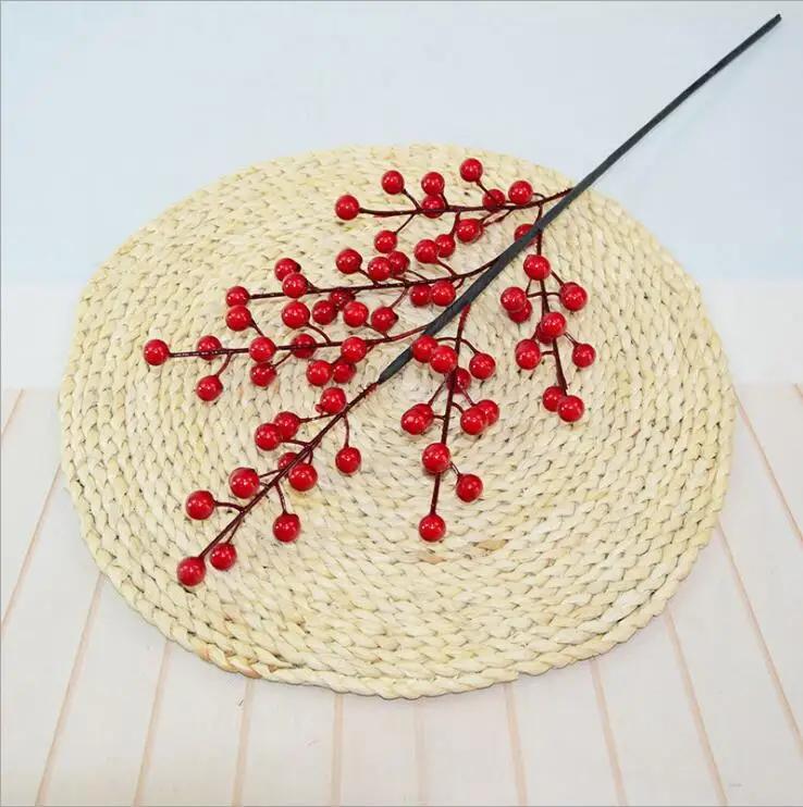 1 шт. Рождественский букет из красных ягод, искусственное растение для домашнего декора вазы, елочные украшения, украшение для гостиной на новогоднюю вечеринку