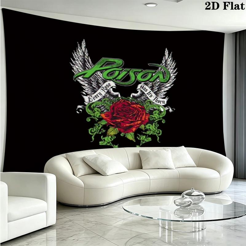 Poison Band Wall Tapestry Aesthetic Wall Hanging Printed Fabric Blanket Decorative Tapestries for Bedroom Living Room Home Decor
