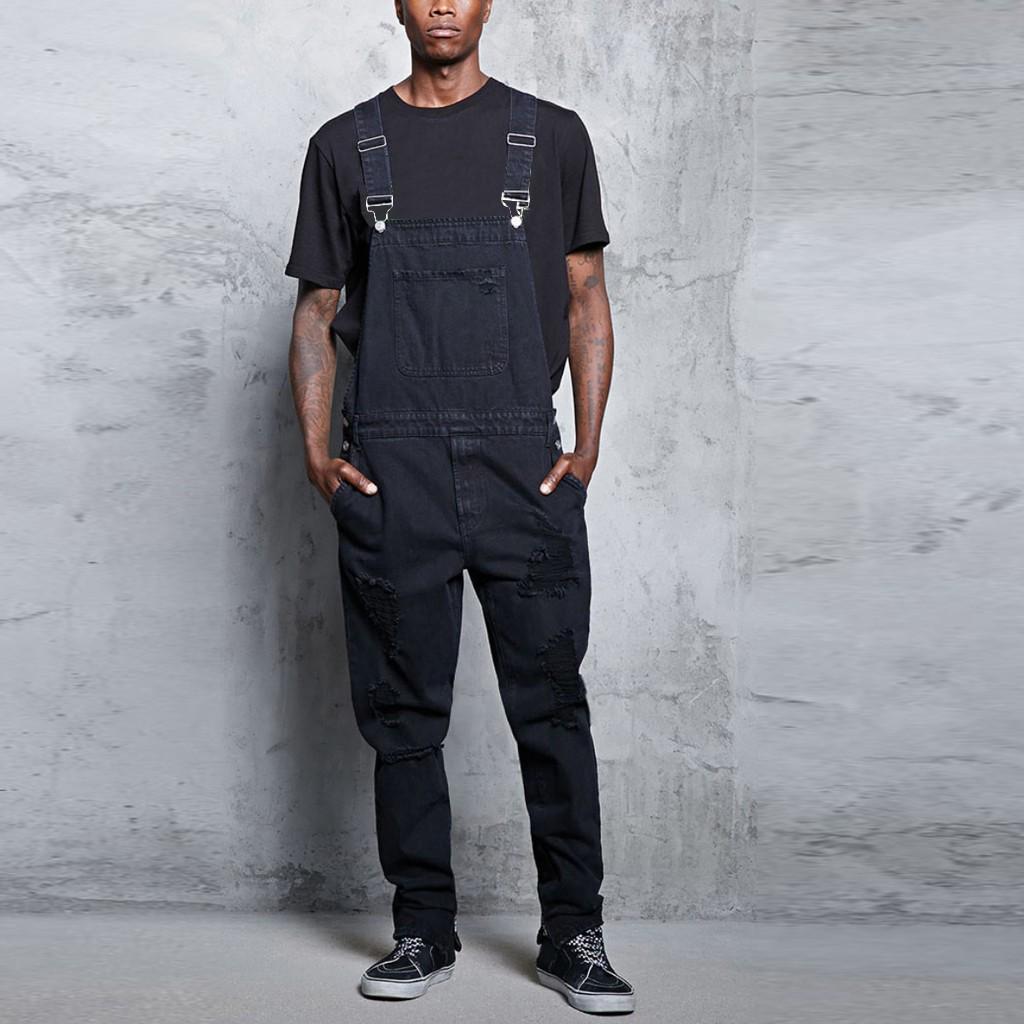 Мужские карманные джинсы Комбинезон Уличная одежда Брюки на подтяжках
