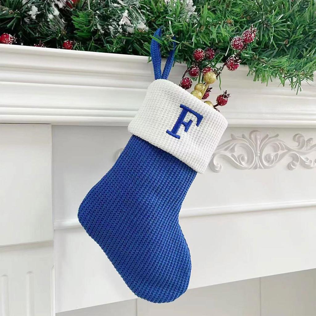 Christmas Stockings Small Embroidered Letter Knitted Xmas Hanging Stocking Decorations Christmas Party Decor