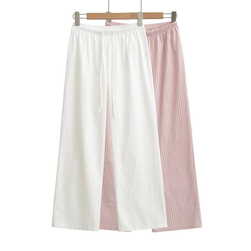 26 Womens Striped Straight Leg Pants High Waist Drawstring Casual Trousers