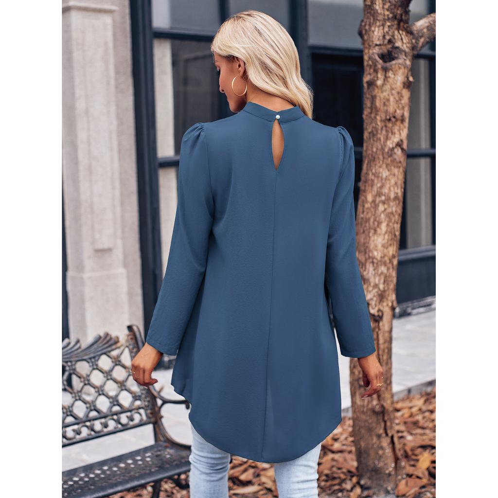 Повседневная женская модная однотонная рубашка с высоким воротником и длинными рукавами, пальто из искусственной кожи с двумя рубашками для женщин, элегантная женская одежда, осенняя одежда