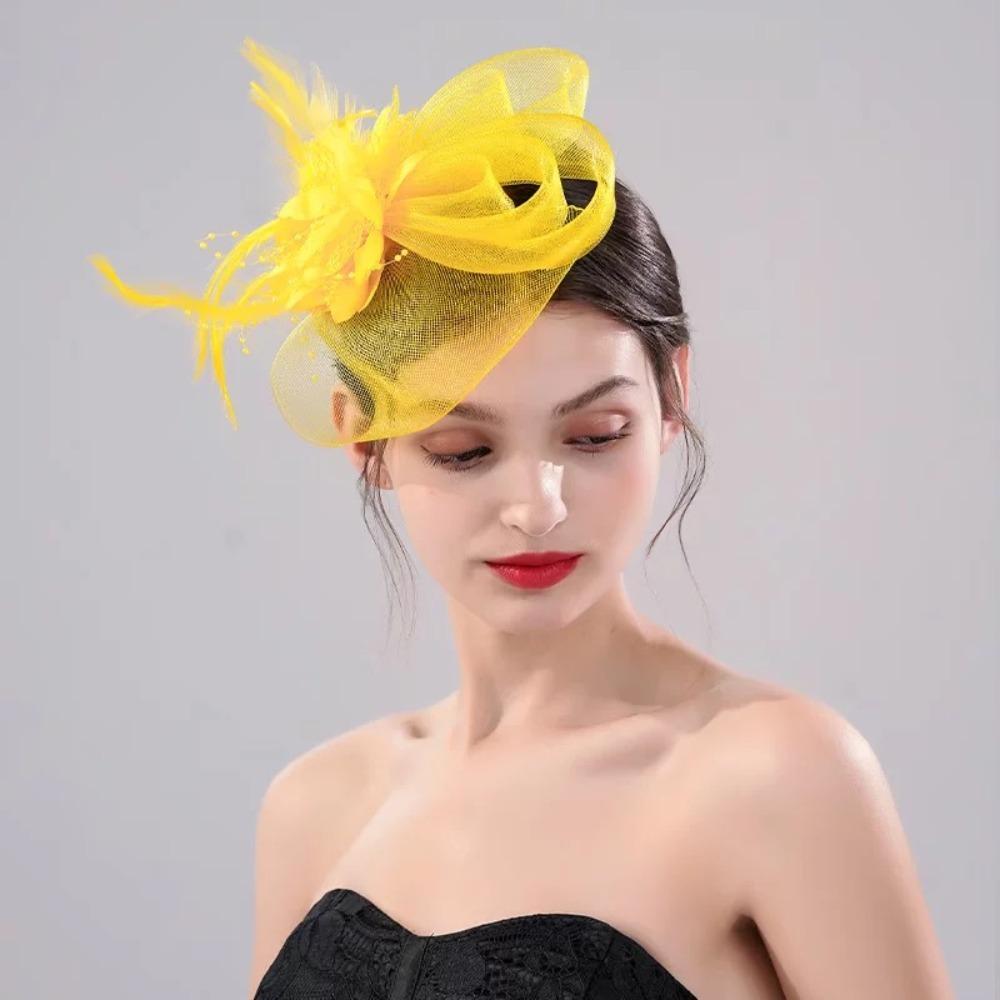 Luxury Fascinator Headdress British Retro Bridal Mesh Ribbons Cap Girls
