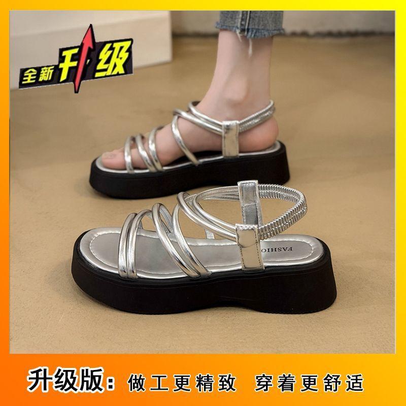 Фея римские сандалии женские 2025 лето новый студент фея мягкая подошва одно слово толстая подошва с юбкой сандалии