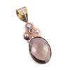 Natural Smoky Quartz 925 Solid Sterling Silver TwoTone Gift Pendant 1.75" N5u15