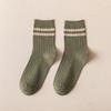 Men's Spring and Autumn Mid-length Socks, Classic Two-bar Sweat-absorbing and Breathable Sports Stockings, Versatile Cotton Socks