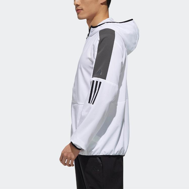 adidas Casual Sports Contrasting Colors hooded Woven Jacket White Men's DV0941