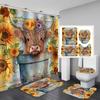 Printed Bathroom Shower Curtain Waterproof and Mildew-proof Shower Curtain Bathroom Dry and Wet Separation Shading Warm Shower Curtain