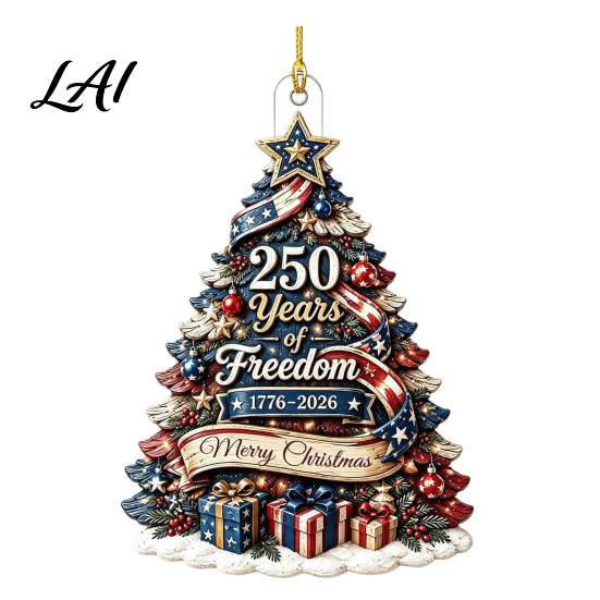 Retro American Flag Acrylic Pendants USA 250th Anniversary Christmas Tree Pendant Memorial Hanging Ornament for Patriotic Themed Party Favors