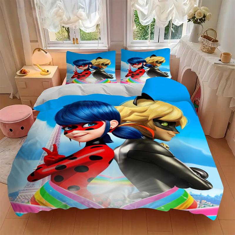 Miraculous Adventures Print 3Pcs Bedding Setduvet Cover With 2 Bedropillowcase Home Birthday Gift