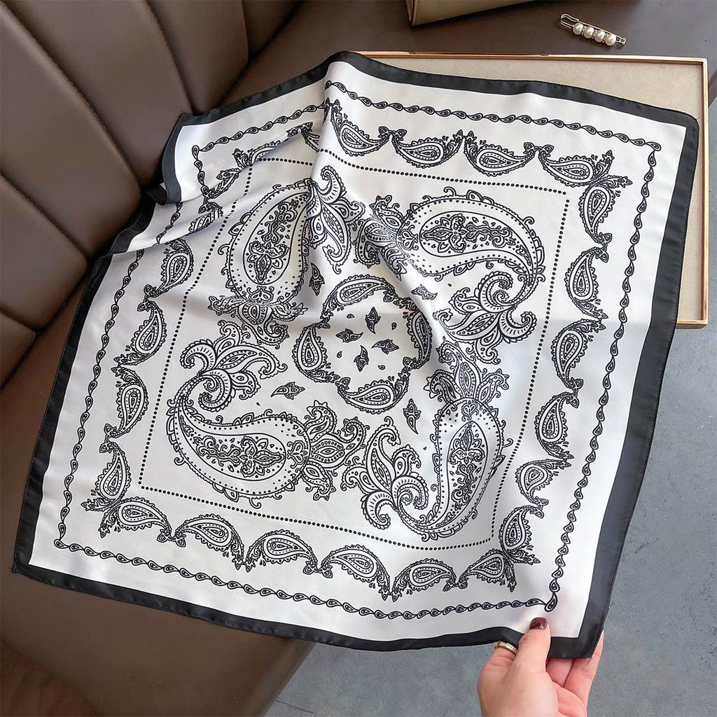 1pcs 70*70cm Square Scarf Women Satin Bandannas Print Scarves Head Band Fashion Lady Hair Shawl Wrap Female Neckerchief Hijab