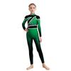 Girls Performance Jumpsuit Color Gradient Mock Neck Long Sleeve with Rhinestones Keyhole Back