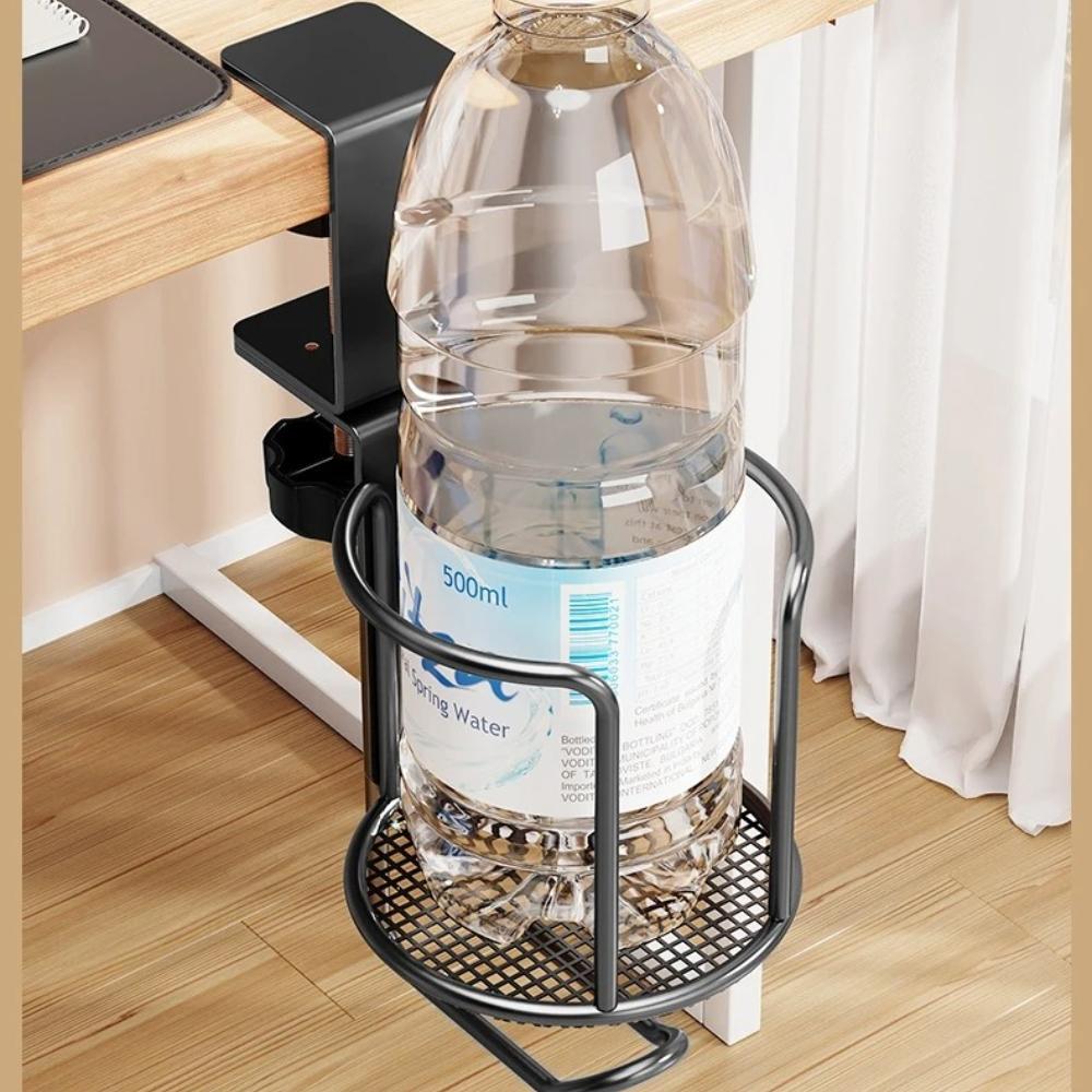 2 In 1 Desk Cup Holder with Headphone Hanger Holder, Anti-Spill Clip-On Table Cup Hook with 360° Rotation for Office Home Table