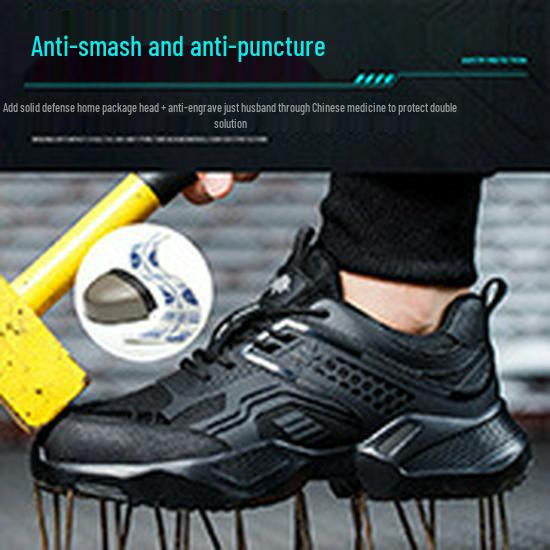 Men's Breathable Steel Toe Work Shoes - Lightweight, Odor-Resistant, Anti-Smash, Anti-Puncture, Wear-Resistant Fly-Knit Design.