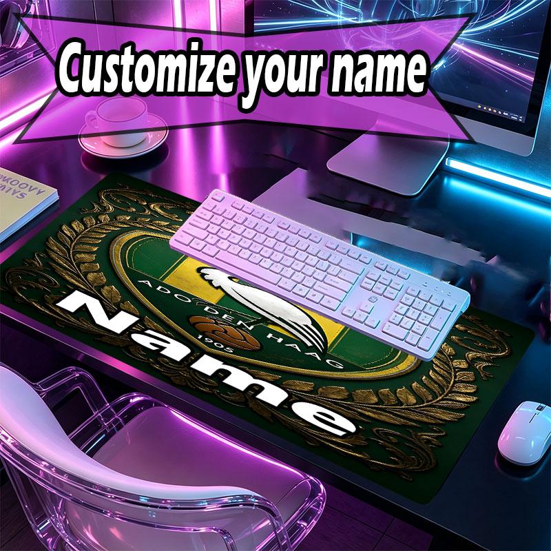 Custom Name Personalized ADO Den Haag Pattern Mousepad, Laptop PC Desk Mat, Decorative Desk Mat for Home Keyboard Pad Gift