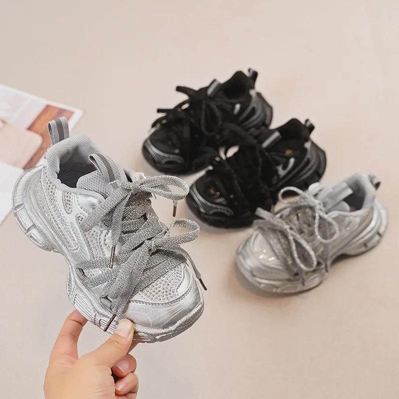 Детские кроссовки из дышащей сетки, весна/осень 2024 г., корейский стиль для мальчиков и девочек