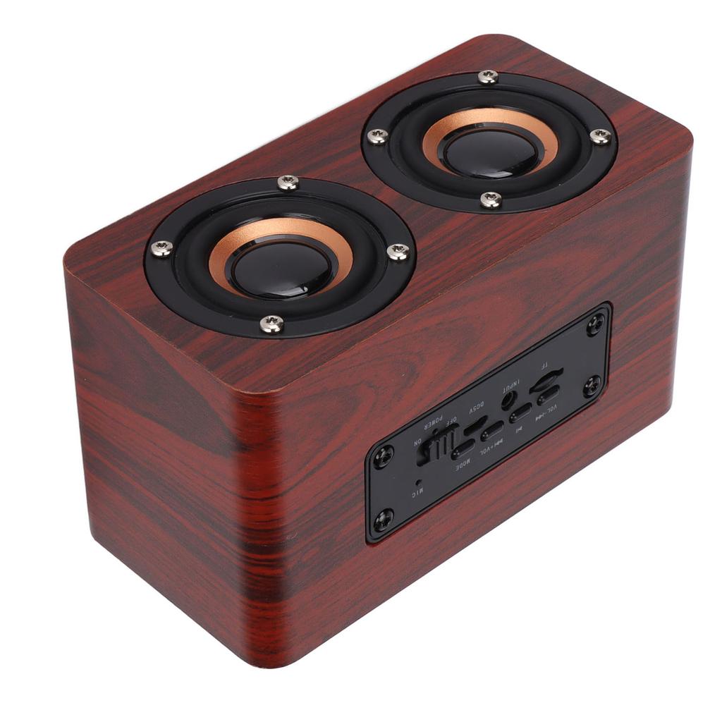 Wooden Bluetooth Speaker Retro Wireless Subwoofer AUX Stereo Speaker for Home TabletBrown Wood Grain Color